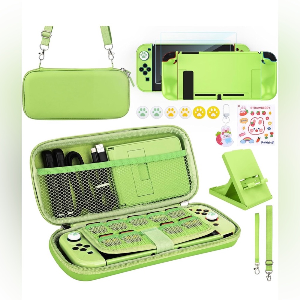 New! Younik Switch Accessories Bundle, 17 in 1 Green Switch Accessories Kit